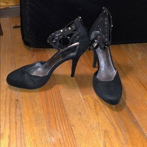 Studded black high heels